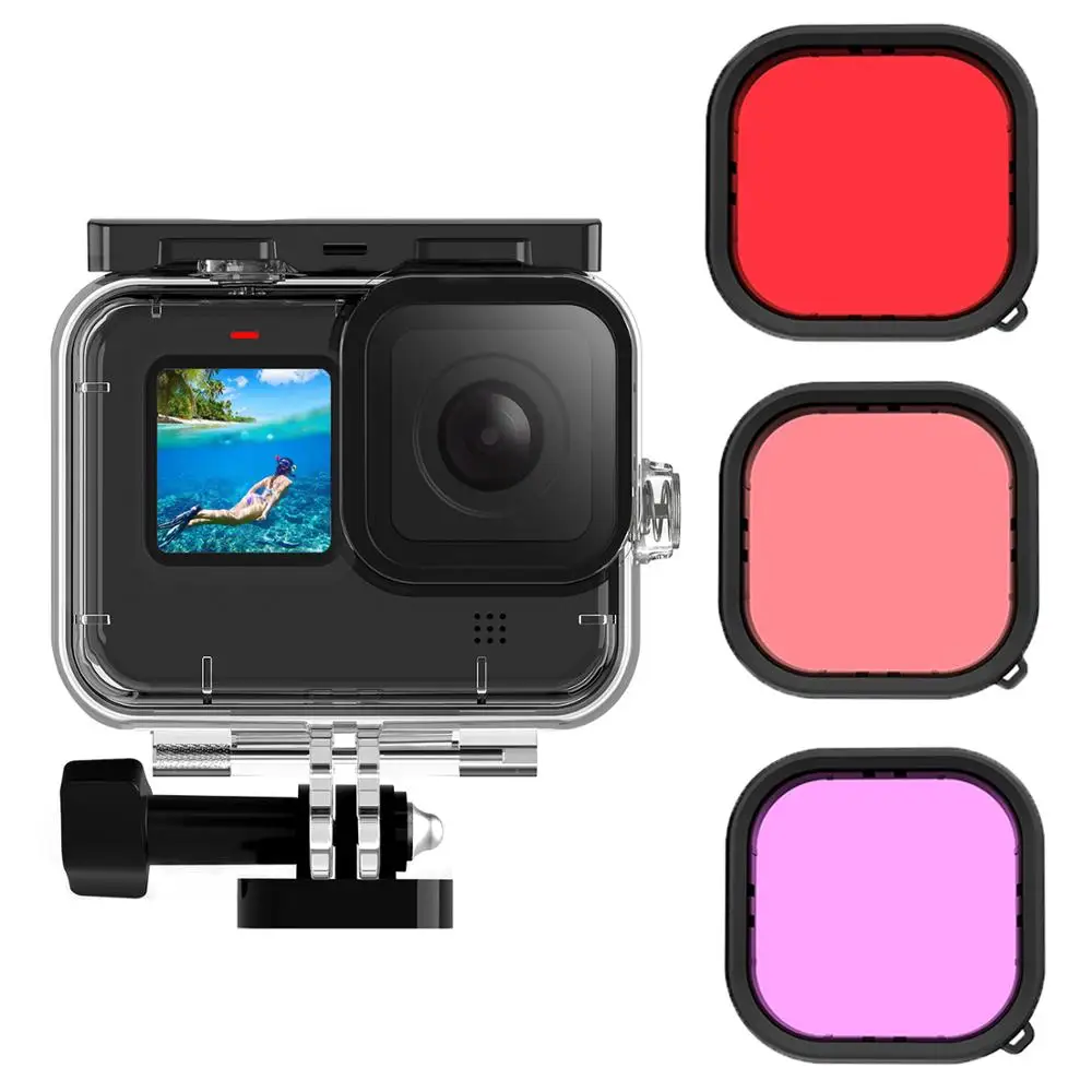 Набор аксессуаров для видеокамер GoPro Hero 9, водонепроницаемый чехол для подводной съемки на глубине до 45 м, защитный чехол с фильтром в 3 упаковках, красный, розовый, пурпурный цвет
Набор аксессуаров для видеокамер GoPro Hero 9, водонепроницаемый чехол для подводной съемки на глубине до 45 м, защитный чехол с фильтром в 3 упаковках, красный, розовый, пурпурный цвет