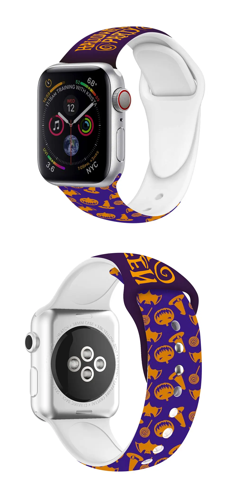Bracelet d'halloween pour Apple Watch, en Silicone, 44mm 42mm, 38mm 40mm, pour Iwatch série 6 SE 5 4 3 2, nouvelle collection Bracelet d'halloween pour Apple Watch, en Silicone, 44mm 42mm, 38mm 40mm, pour Iwatch série 6 SE 5 4 3 2, nouvelle collection