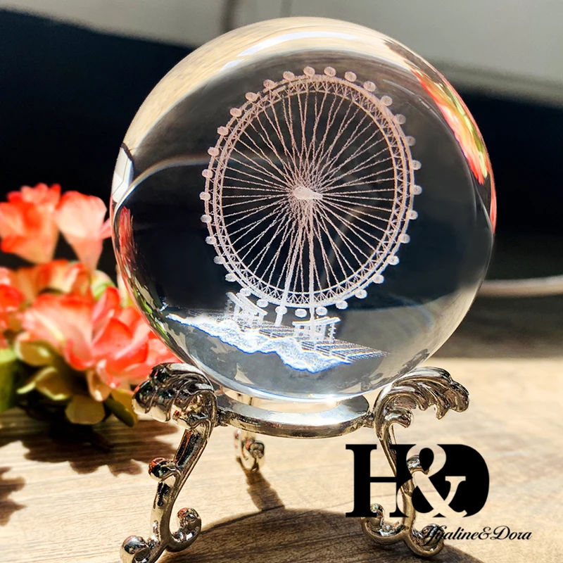 H&D 6cm 3D Laser Engraved Crystal Ball Ferris wheel Miniature Glass Sphere Home Decor Accessories Ornament Girls Gift with Stand
H&D 6cm 3D Laser Engraved Crystal Ball Ferris wheel Miniature Glass Sphere Home Decor Accessories Ornament Girls Gift with Stand
