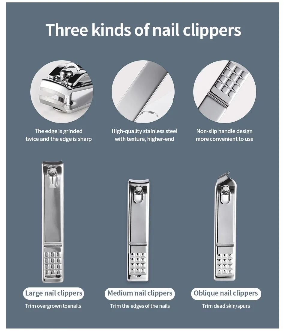 Manicure Set Nail Clippers Pedicure Kit Stainless Steel Manicure Professional Grooming Kits Nail Care Tools with Travel Case Manicure Set Nail Clippers Pedicure Kit Stainless Steel Manicure Professional Grooming Kits Nail Care Tools with Travel Case
