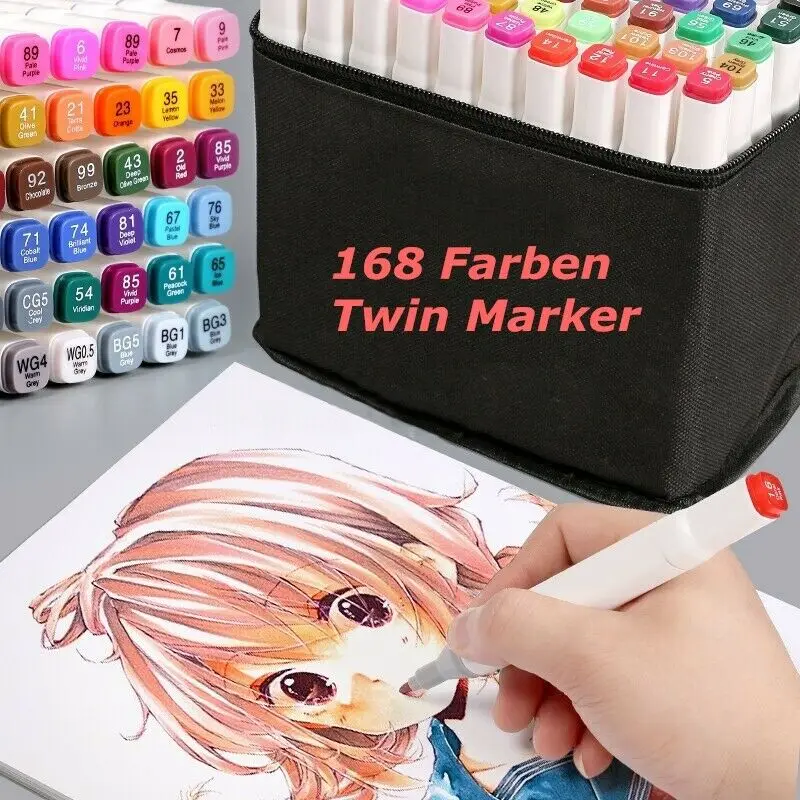 168 Colors Twin Tip Text Touch Marker Graphic Sketch Marking pen Pack 1-6mm chisel Graphic Sketch Art marker Artist DE
168 Colors Twin Tip Text Touch Marker Graphic Sketch Marking pen Pack 1-6mm chisel Graphic Sketch Art marker Artist DE