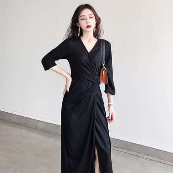 Loose 2020 Spring Pleated Dress Black French Temperament Sexy V Neck Full Sleeve Waist Slim Split Match Elegant Dress ZLL4998
Loose 2020 Spring Pleated Dress Black French Temperament Sexy V Neck Full Sleeve Waist Slim Split Match Elegant Dress ZLL4998