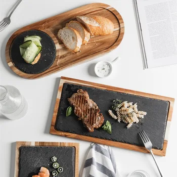 Solid Wood Snack Disc Wood Tray Black Slate Bread Steak Plate Wooden Plate Western-style Japanese Food
Solid Wood Snack Disc Wood Tray Black Slate Bread Steak Plate Wooden Plate Western-style Japanese Food