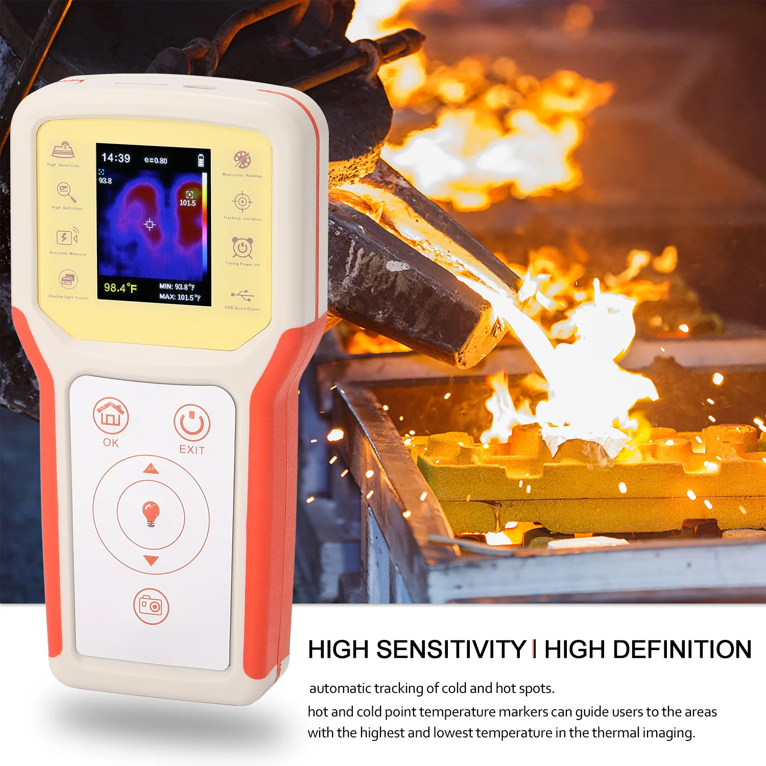 

Handheld Portable 2.4" TFT Screen 0.3MP Thermal Infrared Imager Household Thermal Imaging Imager for Floor Heating Detection