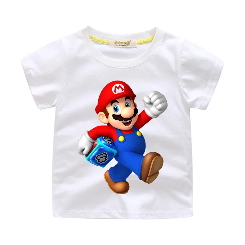 boy/girls' cartoon Mario cotton T-shirt with short sleeves, children's with round collar cartoon print, baby's versatile shirt
boy/girls' cartoon Mario cotton T-shirt with short sleeves, children's with round collar cartoon print, baby's versatile shirt
