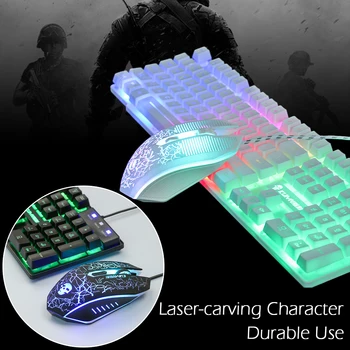 T6 Rainbow Backlit Luminous Keyboard Mouse Set Desktop Computer Game Mechanical Hand Feel For PC PS4 PS3 Xbox One Office Supply
T6 Rainbow Backlit Luminous Keyboard Mouse Set Desktop Computer Game Mechanical Hand Feel For PC PS4 PS3 Xbox One Office Supply