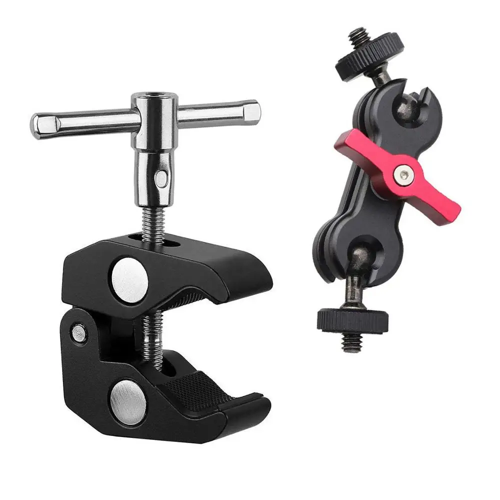 Multi-function Ball Head Clamp Ball Mount Clamp Magic Arm Super Clamp 1/4"-20 Thread for GPS Phone Camera Monitor/LED Light
Multi-function Ball Head Clamp Ball Mount Clamp Magic Arm Super Clamp 1/4"-20 Thread for GPS Phone Camera Monitor/LED Light
