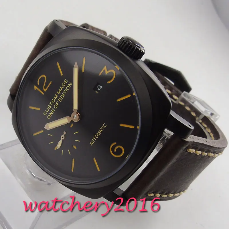 2019 New Arrive 44mm PARNIS Black Dial Power Receive Top Brand Luxury PVD Case Automatic Movement men's Watch
2019 New Arrive 44mm PARNIS Black Dial Power Receive Top Brand Luxury PVD Case Automatic Movement men's Watch