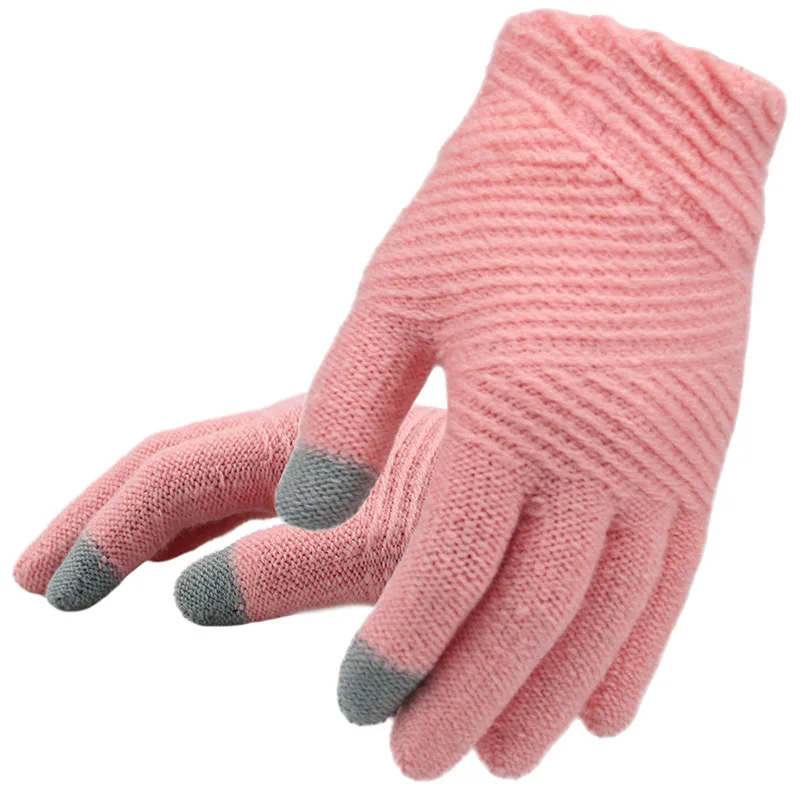 Women Knitted Gloves Female Keep Warm Touch Screen Mittens Fashion Outdoor Stripe Full Finger Knit Gloves 
Women Knitted Gloves Female Keep Warm Touch Screen Mittens Fashion Outdoor Stripe Full Finger Knit Gloves