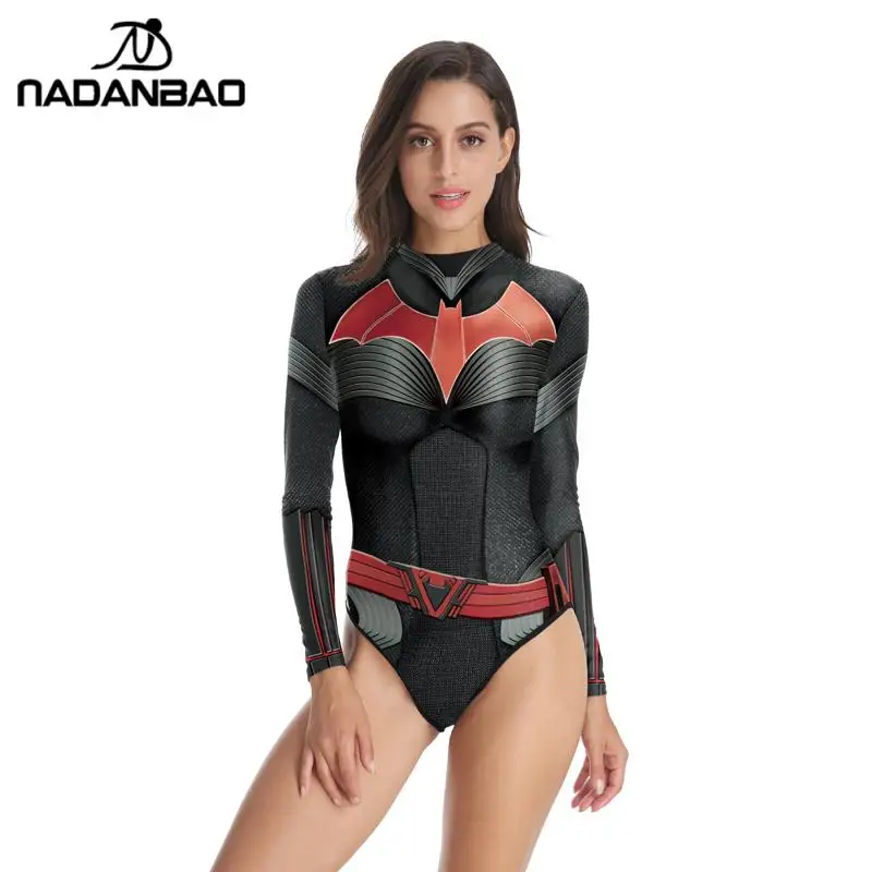 NADANBAO New 3D Printed Superheros Swimsuits Cosplay Batwoman Swimwear Long Sleeve Womens Rash Guard Swimming Surfing Shirt
NADANBAO New 3D Printed Superheros Swimsuits Cosplay Batwoman Swimwear Long Sleeve Womens Rash Guard Swimming Surfing Shirt