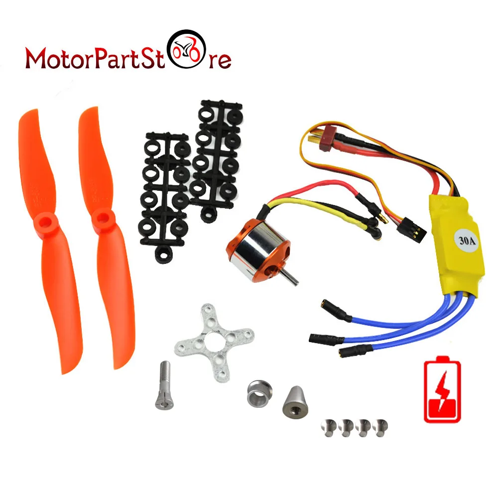 A2212 A2217 1400KV 2200KV бесщеточный двигатель 2212 6 + 30A ESC Мотор 6035 пропеллер SG90 9G микро для
