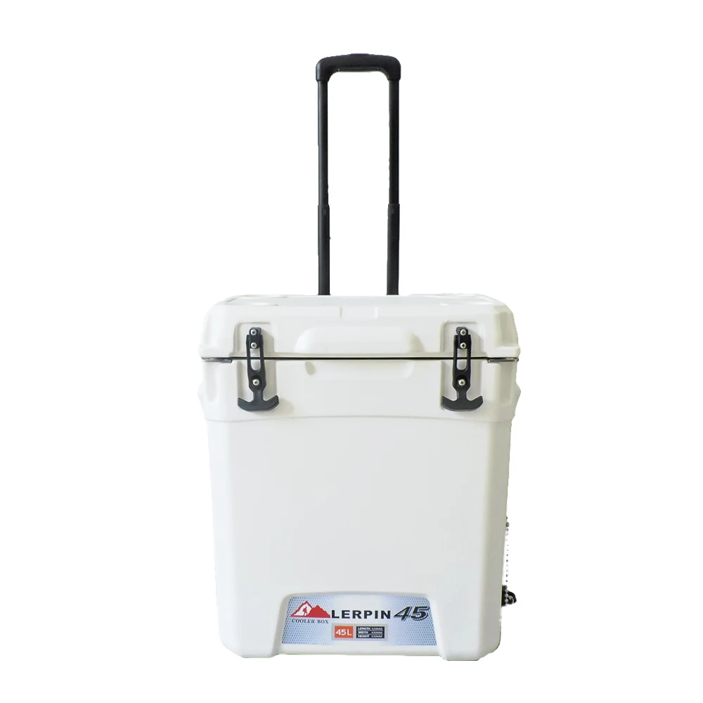 Lerpin 45L Rolling Ice Chest Plastic Hard Camping Cooler Box with Wheels | Спорт и развлечения