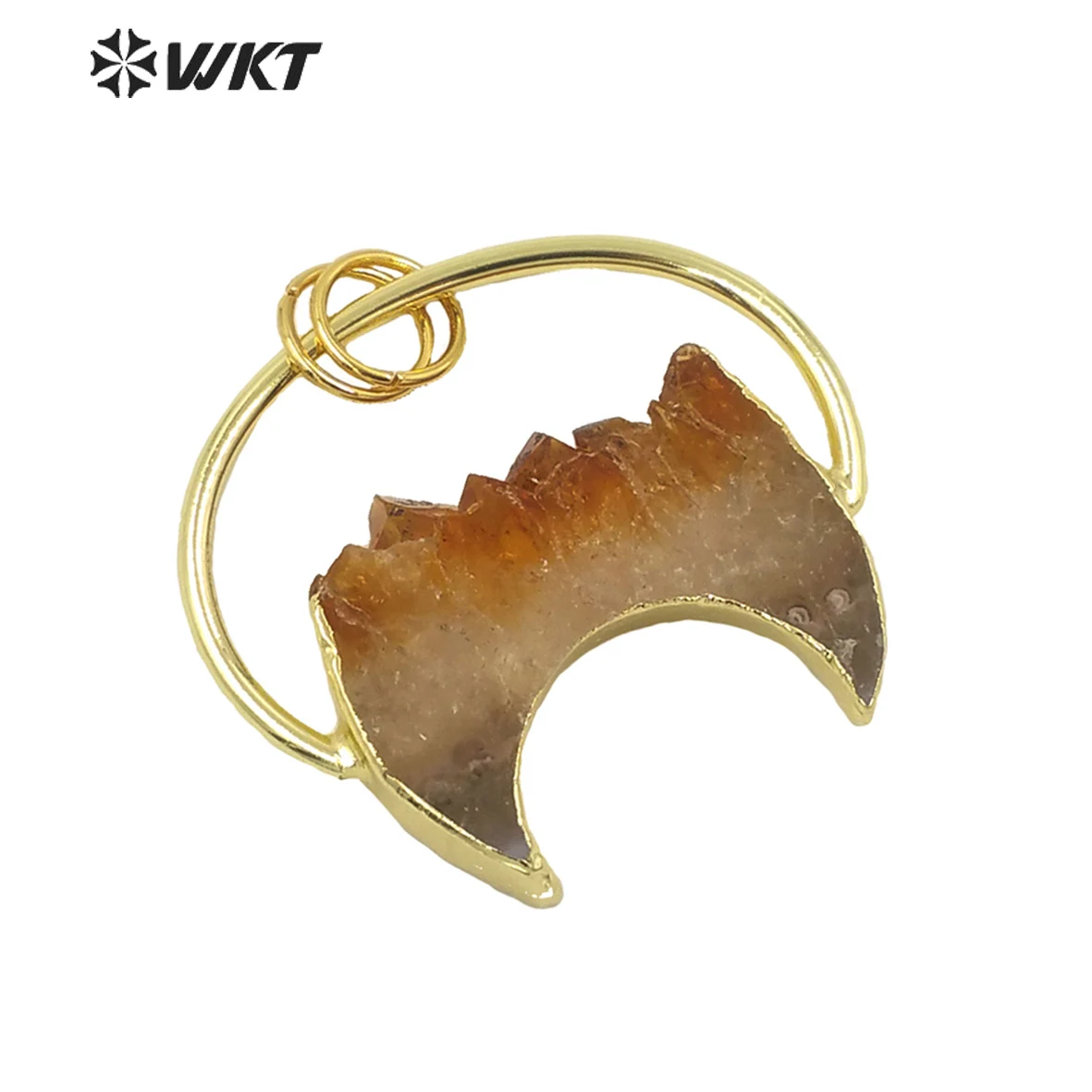 WT-P1626 WKT New Design Natural Precious Yellow Citrines Quartz Crescent Horn Pendant Fashion Gold Plated Druzy DIY Crafts
WT-P1626 WKT New Design Natural Precious Yellow Citrines Quartz Crescent Horn Pendant Fashion Gold Plated Druzy DIY Crafts