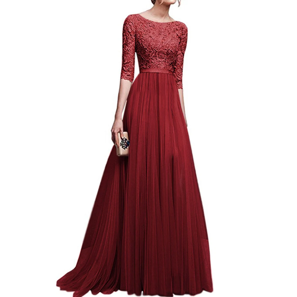 Womens Party Long Dresses Winter New Elegant Women Lace Patchwork Chiffon Formal Wedding Bridesmaid Long Ball Prom Gown Dress
Womens Party Long Dresses Winter New Elegant Women Lace Patchwork Chiffon Formal Wedding Bridesmaid Long Ball Prom Gown Dress