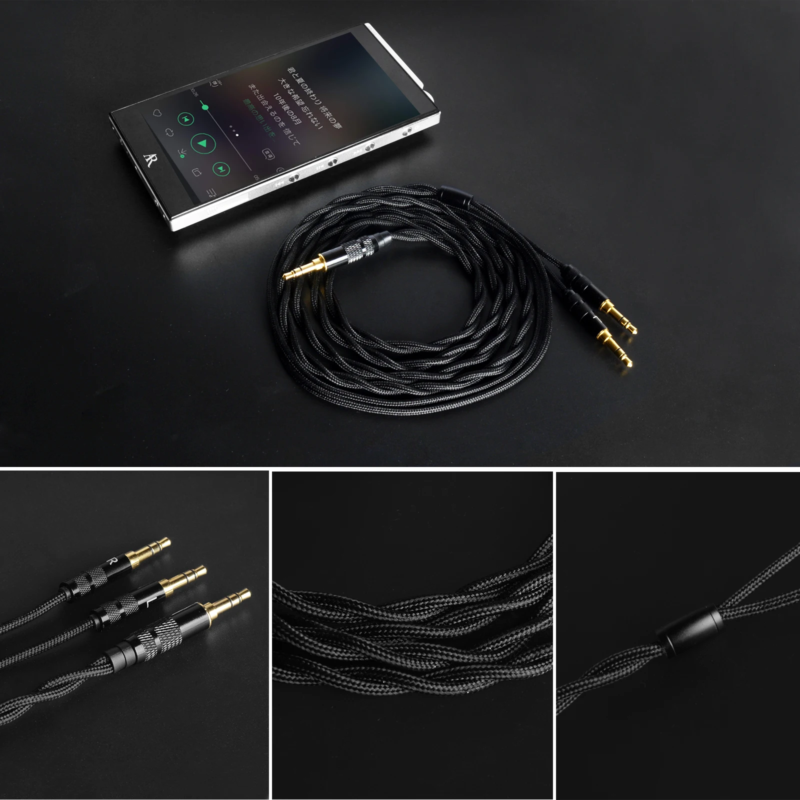 Headphone 1 to 2 Jack 3.5/2.5/4.4mm Balance Black Aux Cable Speaker Wire Headphone 1 to 2 Jack 3.5/2.5/4.4mm Balance Black Aux Cable Speaker Wire