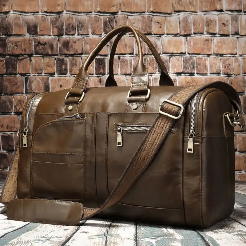 soft leather duffle bag