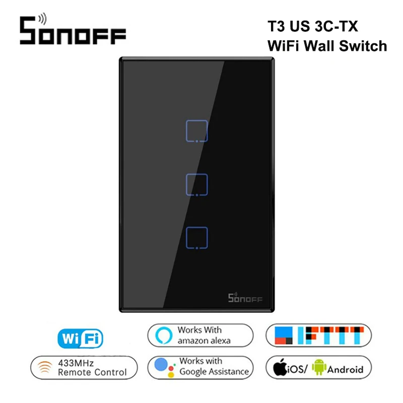 Sonoff T3 US 3C TX Smart Wifi Wall Touch Switch Smart Home With Border 433RF/Voice/APP/Touch Control Work With Google home Alexa
Sonoff T3 US 3C TX Smart Wifi Wall Touch Switch Smart Home With Border 433RF/Voice/APP/Touch Control Work With Google home Alexa