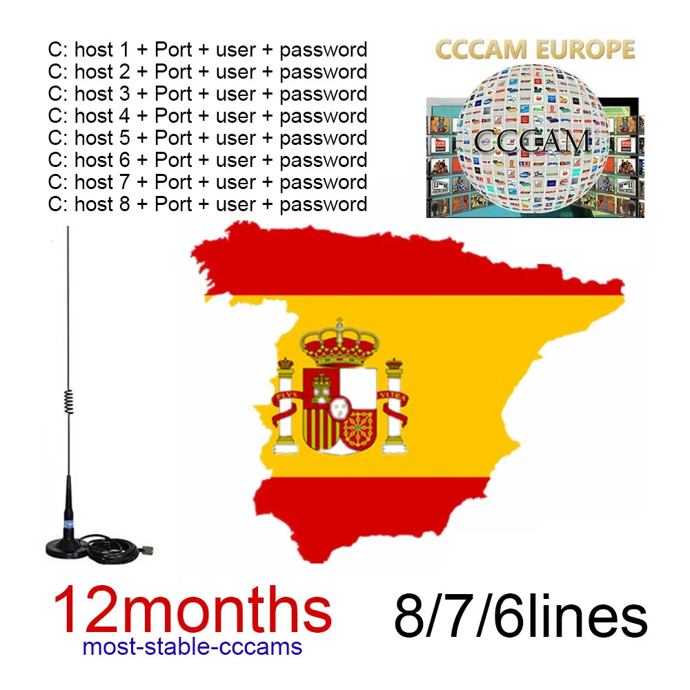 Spain CCCams Line 1 year 6/7/8 line Freesat V7 Receptor The most stable CCCams Server HD satellite receiver CCCams Cline Europe
Spain CCCams Line 1 year 6/7/8 line Freesat V7 Receptor The most stable CCCams Server HD satellite receiver CCCams Cline Europe