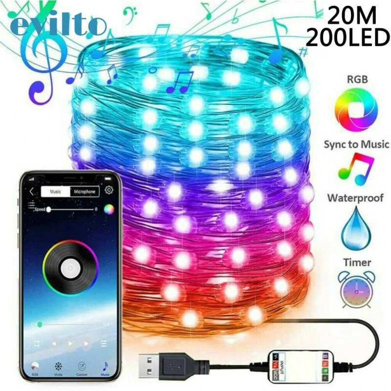 New 200led RGB Christmas String Lights with Smart Bluetooth App Remote Control Lights For Outdoor Decoration Holiday Lighting
New 200led RGB Christmas String Lights with Smart Bluetooth App Remote Control Lights For Outdoor Decoration Holiday Lighting