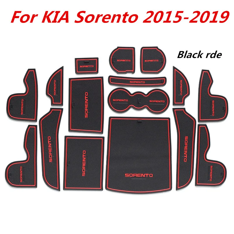 3D резиновый коврик слот для двери чашка подушка Groove Противоскользящий KIA Sorento 2015