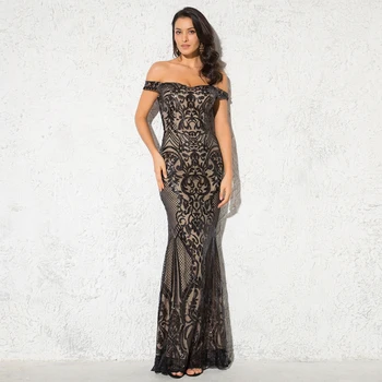 Black Sequined Maxi Dress Off The Shoulder Backless Stretch Slash Neck Long Evening Party Dress
Black Sequined Maxi Dress Off The Shoulder Backless Stretch Slash Neck Long Evening Party Dress