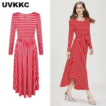 Uvkkc Women Dresses Bohemian style O-Neck Red Stripe Ruffles Pocket Long Sleeve Cotton Casual Long Section Dress For Women
Uvkkc Women Dresses Bohemian style O-Neck Red Stripe Ruffles Pocket Long Sleeve Cotton Casual Long Section Dress For Women