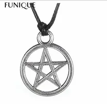 SOUARTS 1 piezas moda negro Acero inoxidable mujeres moda antigua plata hueco pentagrama estrella colgante collar hombres cadena regalo(China)