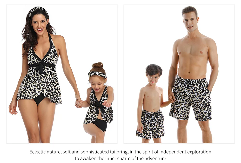 family matching leopard swimwear