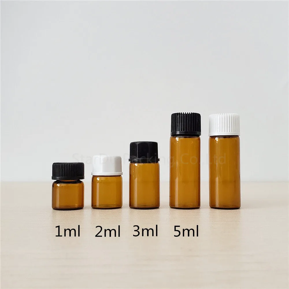 1ml 2ml 3ml 5ml Small Amber Essential Oil Bottle With Plastic Lid, Mini Brown Glass Vials,Mini Glass Container 10pcs/lot 
1ml 2ml 3ml 5ml Small Amber Essential Oil Bottle With Plastic Lid, Mini Brown Glass Vials,Mini Glass Container 10pcs/lot