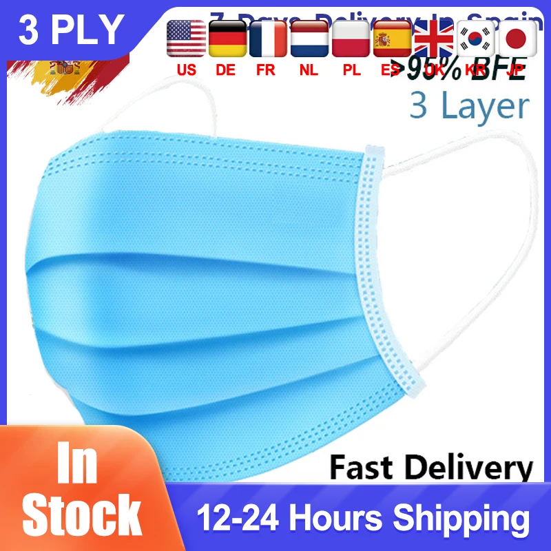 Fast Delivery Face Mask Disposable 7 Days For Spain Medical Surgical Non-woven Fabric 3 Layer Filter Mouth Ear Hook | Красота и