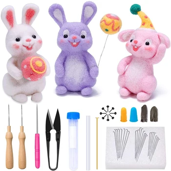 MIUSIE Wool Needle Felt Kit Poked Rabbits DIY Cute Animal Making Felting for Beginners Wool Felted Rabbits Kit with Instructions
MIUSIE Wool Needle Felt Kit Poked Rabbits DIY Cute Animal Making Felting for Beginners Wool Felted Rabbits Kit with Instructions