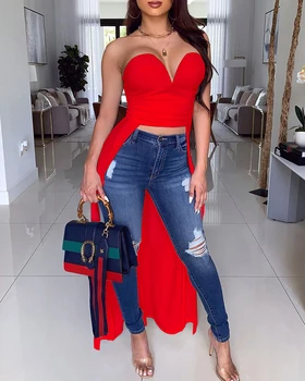 Fashion Women Sleeveless Top Blouse Red Slim Dip Hem Long Style Backless Chic Streetwear
Fashion Women Sleeveless Top Blouse Red Slim Dip Hem Long Style Backless Chic Streetwear
