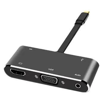 5 in 1 USB C to HDMI Adapter 4K Type-C to HDMI / VGA / Audio / USB 3.0 Port + USB C Port (PD) converter for Laptop Macbook
5 in 1 USB C to HDMI Adapter 4K Type-C to HDMI / VGA / Audio / USB 3.0 Port + USB C Port (PD) converter for Laptop Macbook