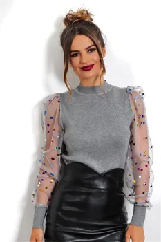 Women Fashion Lace Mesh Sheer See-through Long Puff Sleeve Tops Blouse High Neck Basic Solid
Women Fashion Lace Mesh Sheer See-through Long Puff Sleeve Tops Blouse High Neck Basic Solid