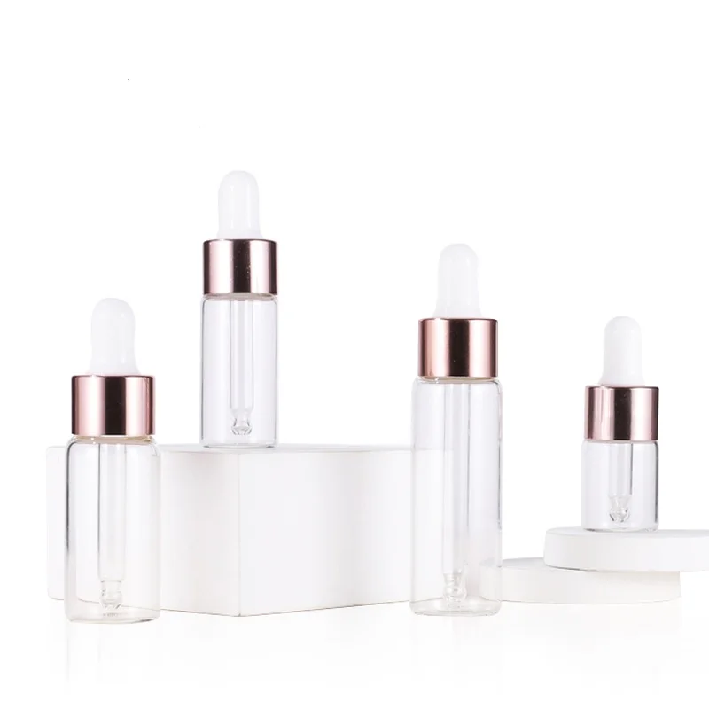 

5pcs Clear Glass Dropper Bottle 5ml 10ml 15ml 20ml Jars Vials With Pipette For Cosmetic Perfume Essential Oil Bottles