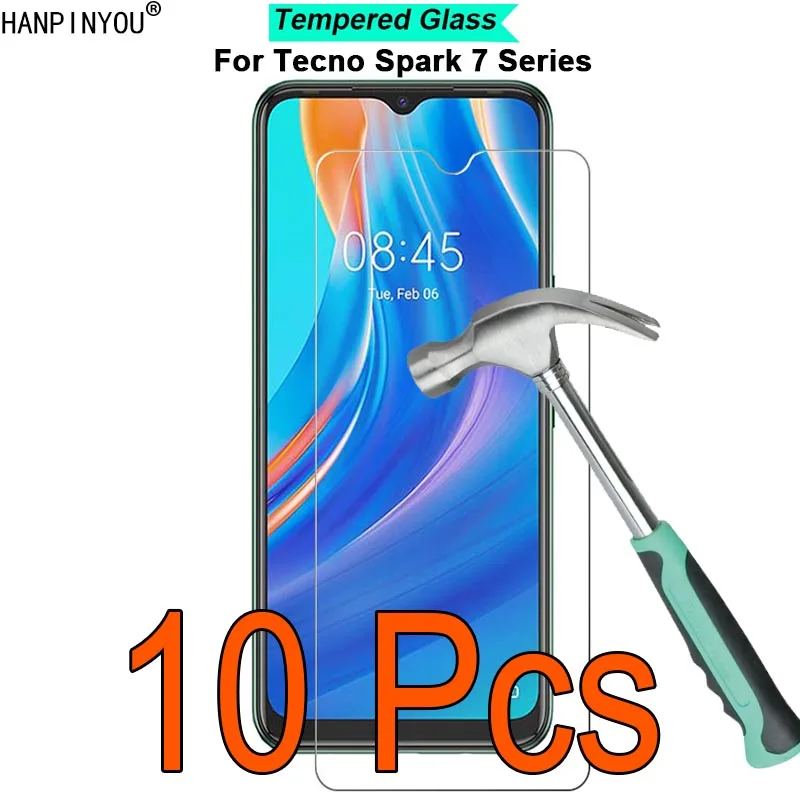 

10 Pcs/Lot For Tecno Spark 7 7T Pro 7P 9H Hardness 2.5D Toughened Tempered Glass Film Screen Protector Protect Guard