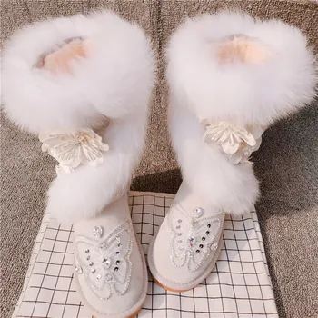 Winter new high-end custom fox fur high-tube leather thick warm anti-ski boots women's boots women's cotton boots
Winter new high-end custom fox fur high-tube leather thick warm anti-ski boots women's boots women's cotton boots