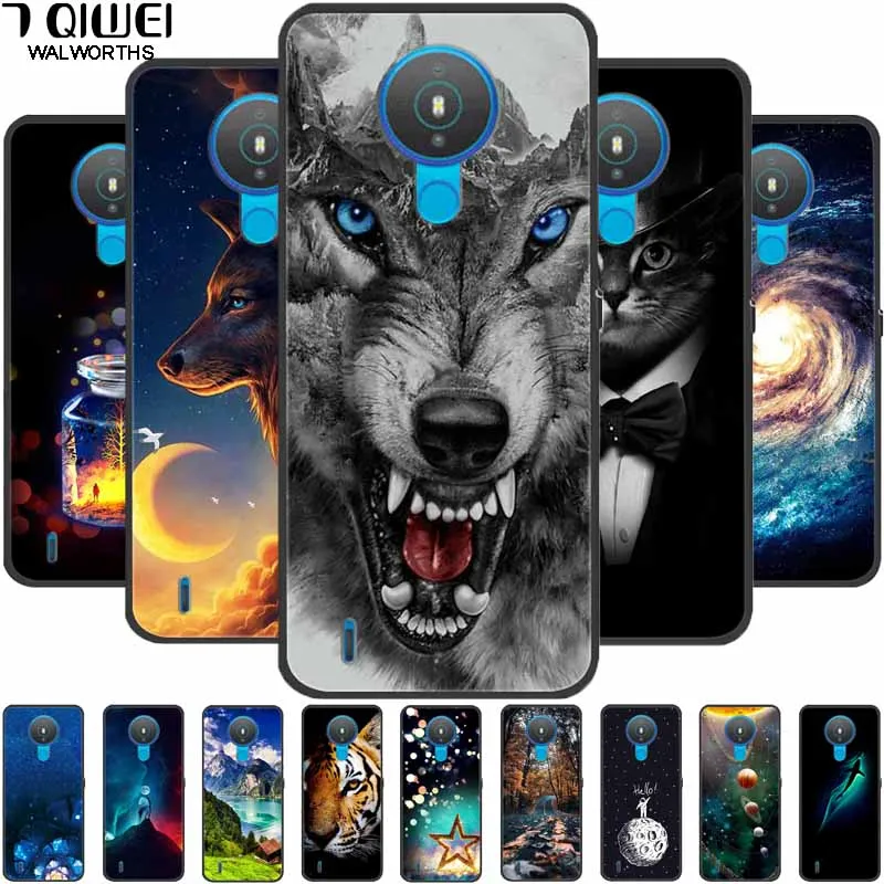 Фото For Nokia 1.4 Case Silicone Soft TPU Wolf Lion Phone Cover for Nokia1.4 Protective Black Bumper 2021 6.52'' Para | Мобильные