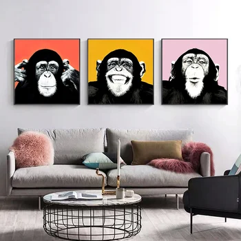 

Colorful Monkey Gorilla Animal Poster Print Canvas Paintings for Living Room Bedroom Pop Wall Art Cuadros Pictures Unframed