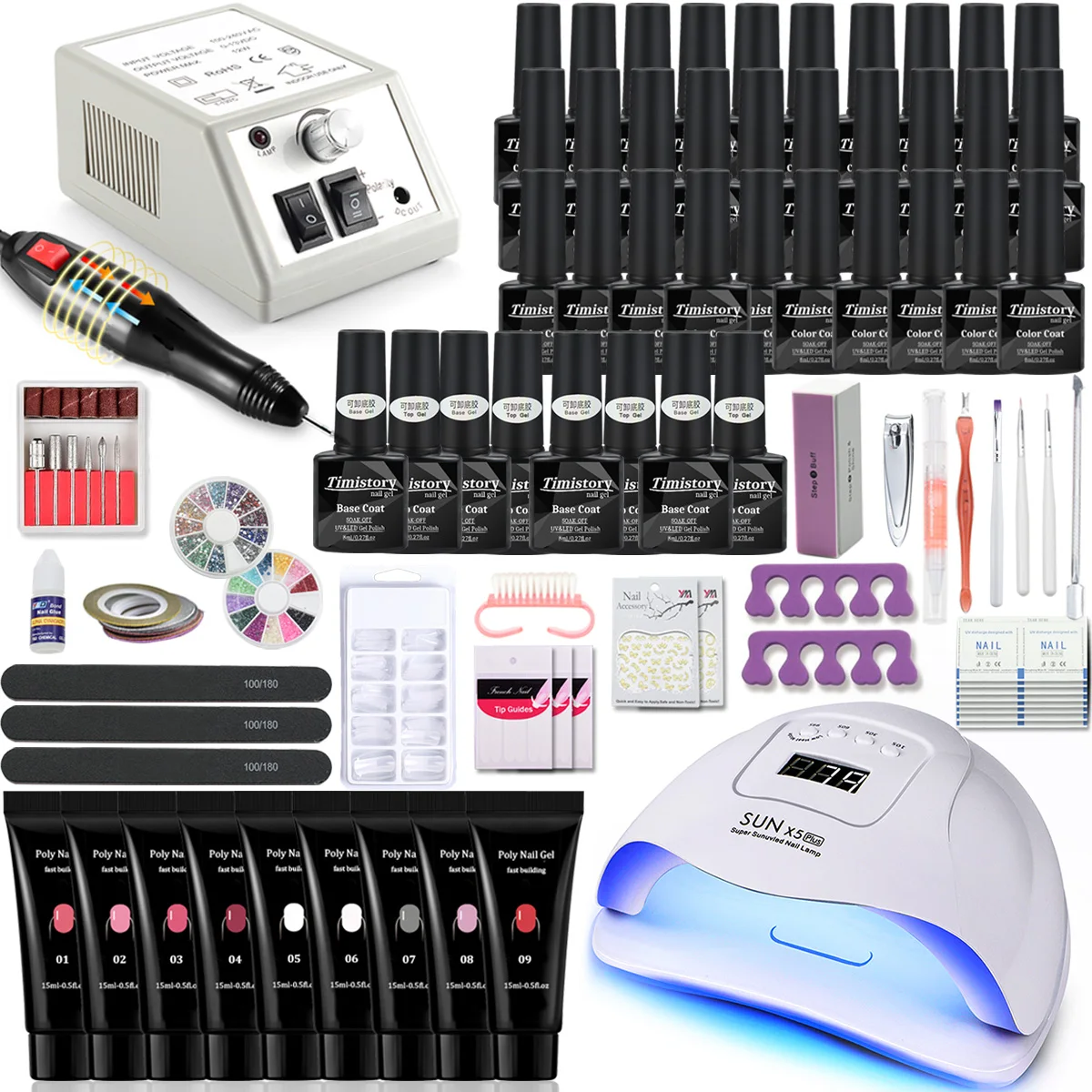 Manicure Set Nail Polish Set UV Led Lamp 20000RPM Nail Drill Machine 30/20/10 Colour Poly Extension Nail Gel Set Nail Art Kit
Manicure Set Nail Polish Set UV Led Lamp 20000RPM Nail Drill Machine 30/20/10 Colour Poly Extension Nail Gel Set Nail Art Kit