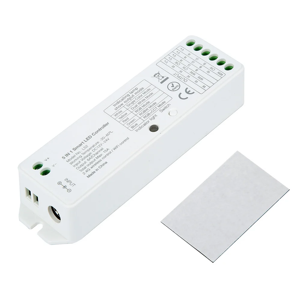 2.4G 15A 5 IN 1 LED Controller For Single color, CCT, RGB, RGBW, RGB+CCT Led Strip Support lighting
2.4G 15A 5 IN 1 LED Controller For Single color, CCT, RGB, RGBW, RGB+CCT Led Strip Support lighting