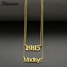 Custom Name Necklace Personalized Custom Year Number Necklaces Stainless Steel Layered Name Date Charm Choker Neck Birthday Gift
Custom Name Necklace Personalized Custom Year Number Necklaces Stainless Steel Layered Name Date Charm Choker Neck Birthday Gift
