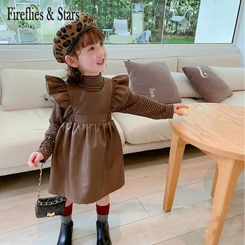 Spring Autumn girls suspender dress Baby PU dress for kids Children jumper skirt faux leather ruched flying sleeve 1 to 7 yrs
Spring Autumn girls suspender dress Baby PU dress for kids Children jumper skirt faux leather ruched flying sleeve 1 to 7 yrs
