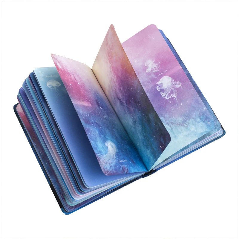 

1pc Creative Blue Jellyfish Notebook A5 Color Illustration Inside Papers Journal Hardcover Scrapbook Student Stationery Gifts