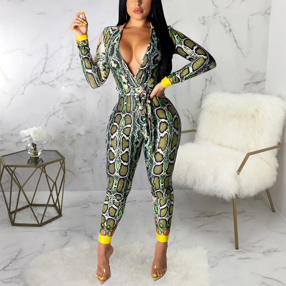 Fadzeco Women's Sexy Bodycon Jumpsuits Deep V Neck Long Sleeve Snakeskin Print One Piece Outfits Rompers Party
Fadzeco Women's Sexy Bodycon Jumpsuits Deep V Neck Long Sleeve Snakeskin Print One Piece Outfits Rompers Party
