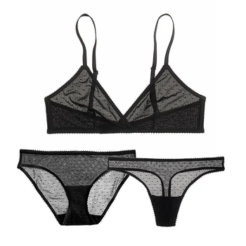 Ultra-thin Dots Mesh Lace Underwear Transparent Unlined Bra Set for Ladies Sexy Lingerie Set Deep V Bralette Set 1 bra+2 panties
Ultra-thin Dots Mesh Lace Underwear Transparent Unlined Bra Set for Ladies Sexy Lingerie Set Deep V Bralette Set 1 bra+2 panties