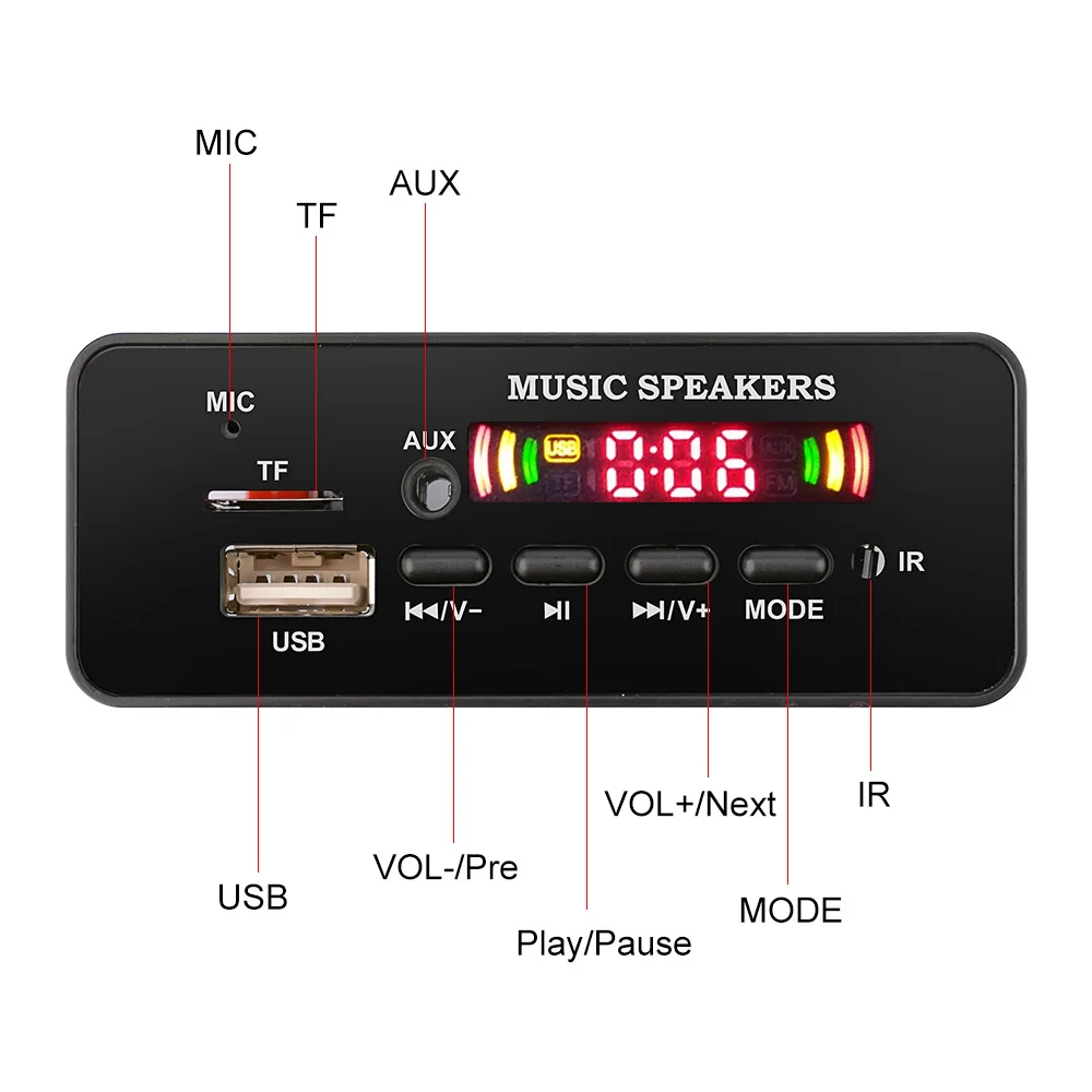 AIYIMA 12 в Bluetooth декодер плата цветной дисплей декодирование MP3-плеер WMA WAV FLAC USB TF FM DIY