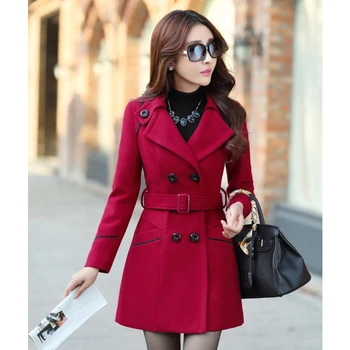 Women's Wool Coat 2019 Winter Fashion Long Trench Coat Warm Slim Fit Blends Female Solid Woolen Overcoat Women Windbreaker 
Women's Wool Coat 2019 Winter Fashion Long Trench Coat Warm Slim Fit Blends Female Solid Woolen Overcoat Women Windbreaker