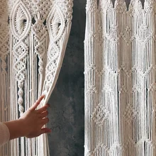 Hand-woven Macrame Cotton Door Curtain Tapestry Wall Hanging Art Tapestry Boho Decoration Bohemia Wedding Backdrop Tapestry