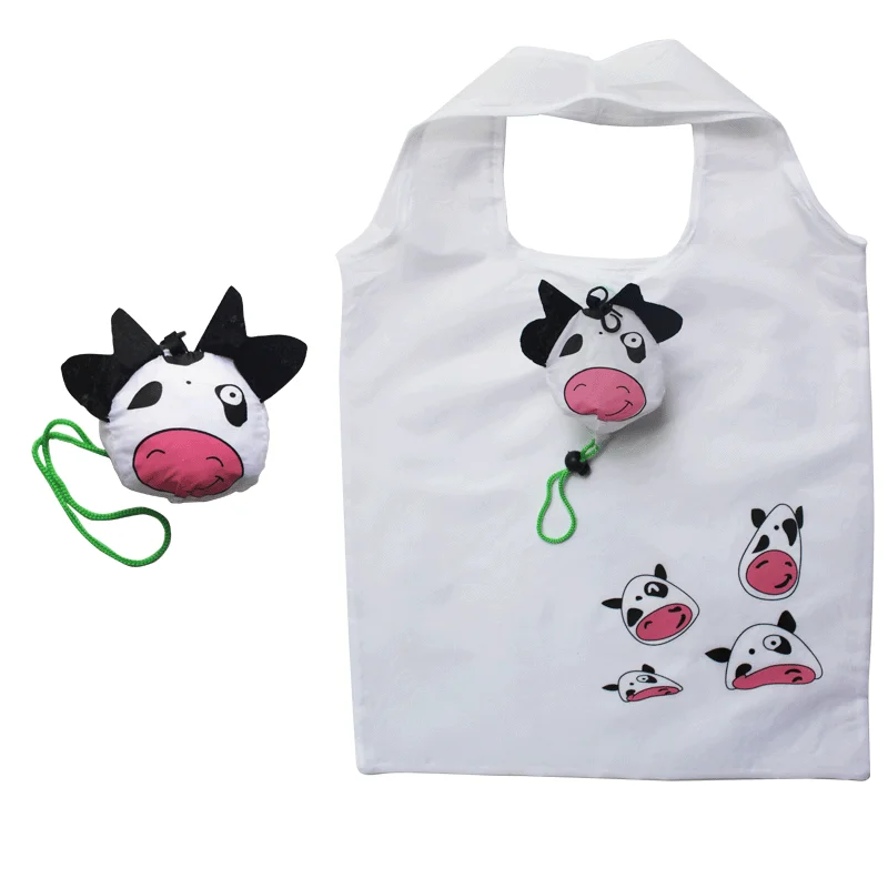 Складные сумки для покупок красивый многоразовый Органайзер в виде коровы с